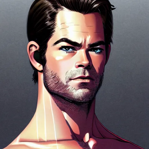 Prompt: chris pine portrait as a manga character, realistic shaded perfect face, fine details. anime. realistic shaded lighting poster by ilya kuvshinov katsuhiro otomo ghost - in - the - shell, magali villeneuve, artgerm, jeremy lipkin and michael garmash and rob rey