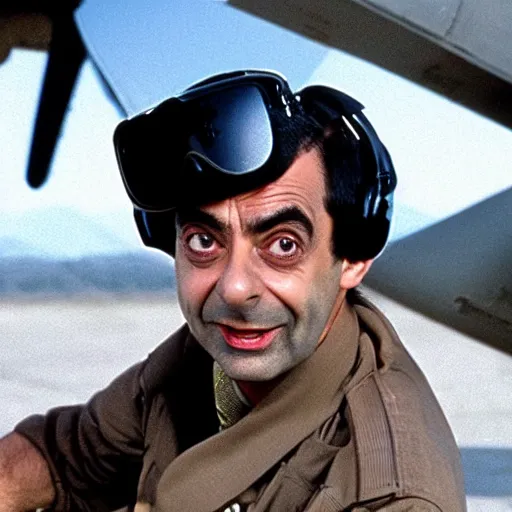 Image similar to Mr Bean in Top Gun