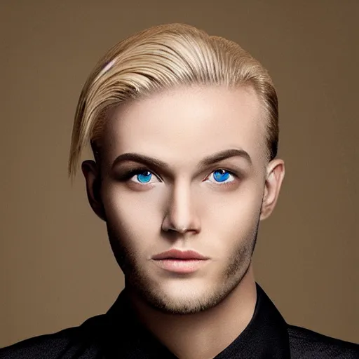Image similar to a blond guy with a third eye forehead pearl