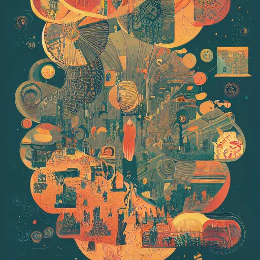 Image similar to a poster with a bunch of different things on it, poster art by victo ngai, behance contest winner, environmental art, lovecraftian, blueprint, intricate