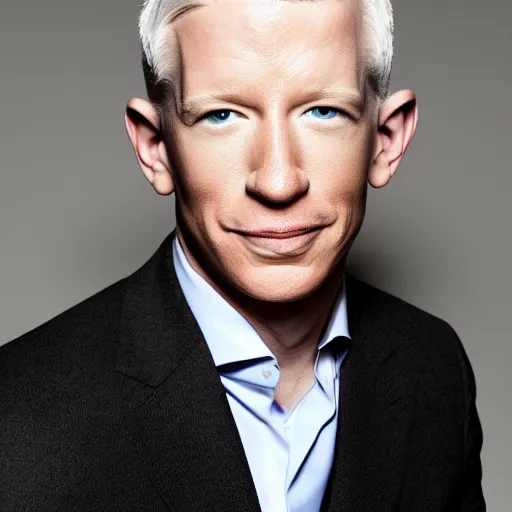 Prompt: a portrait of anderson cooper with pikachu - like facial features