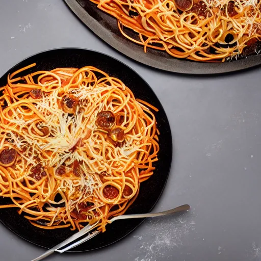 Image similar to pizza spaghetti, 8k hd food time, cinematic photography