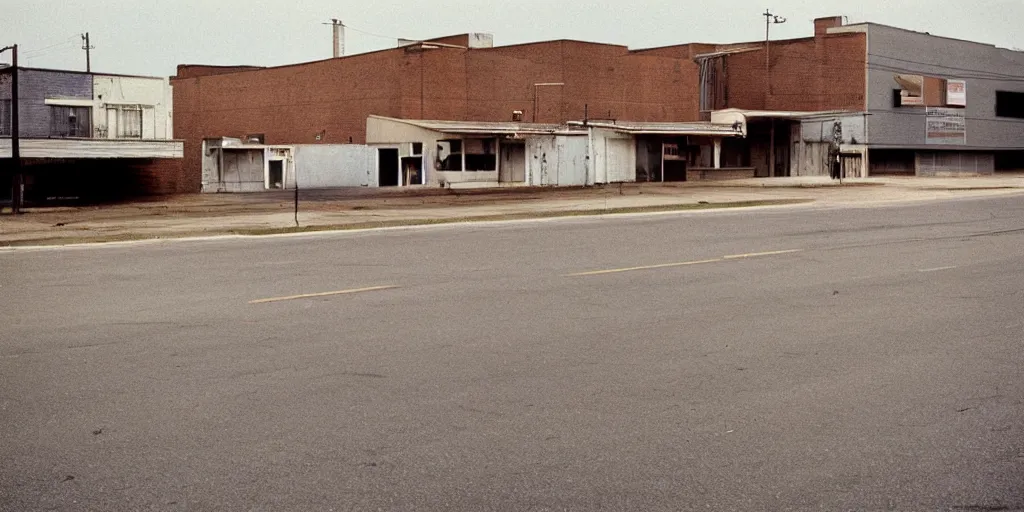 Prompt: empty kansas street photography by william eggleston and stephen shore en 1 9 7 8