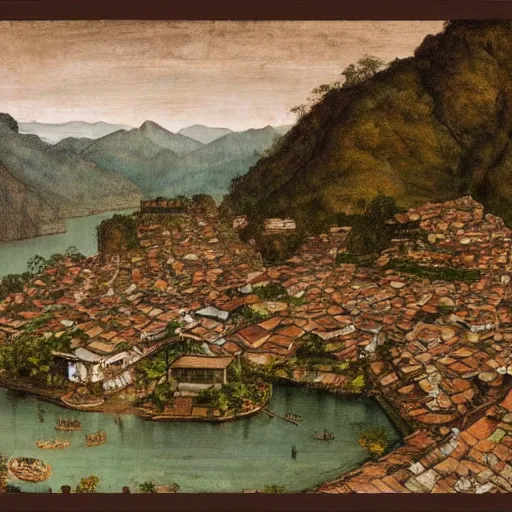 Prompt: a painting of baguoi city philippines by leonardo da vinci, 8 k, high definition, extremely detailed, photo - realistic