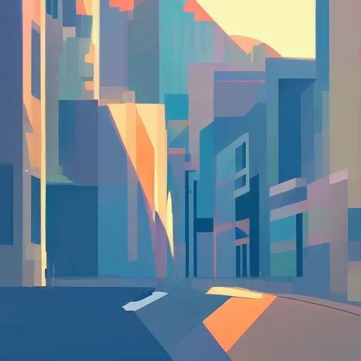 Prompt: 🌈 🛰 abstract by atey ghailan and edward hopper bautiful color city flat nature