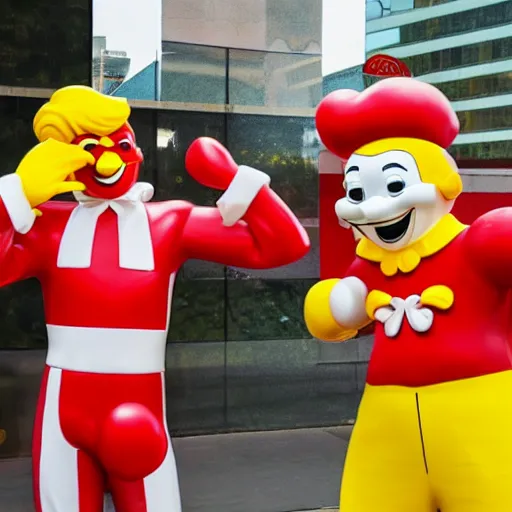 Prompt: Jollibee fighting Ronald Mcdonald