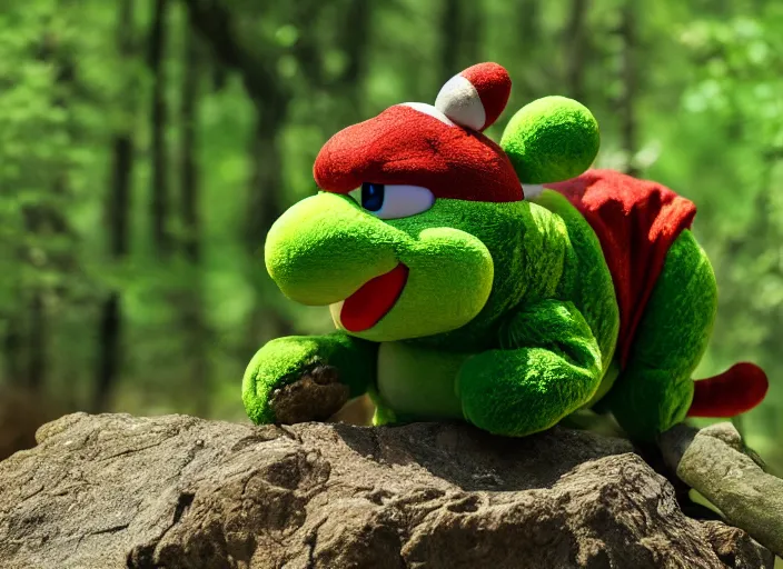 Image similar to national geographic wildlife photo of real life yoshi yoshi in real life in the wild, 8 k, 8 5 mm f 5. 6