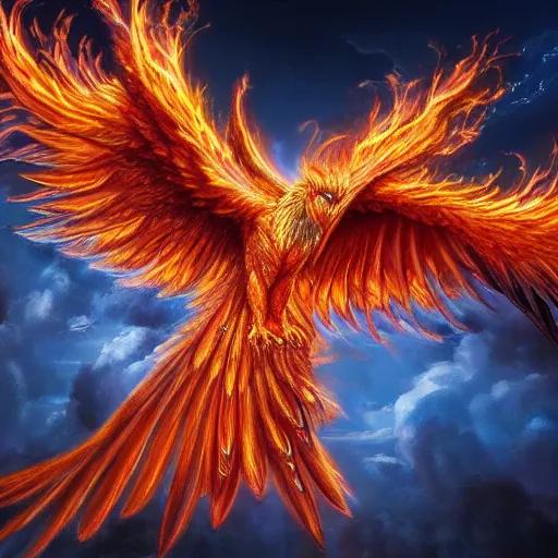 Prompt: hyperdetailed image of a phoenix with its full body flaming and wings spread 8 k extremely detailed hd hyperrealism fiery extremely accurate cinema hd