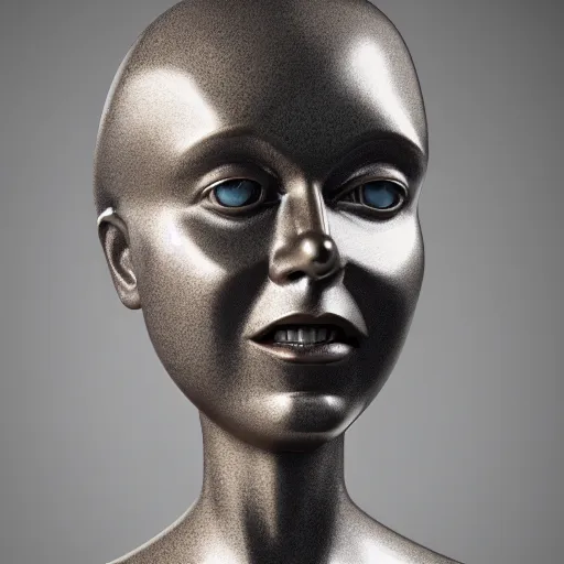 Prompt: a sculpture of a very ordinary person, by Jeff Koons, polished metal, anatomically correct, beautiful perfect face, sharp focus, Highly Detailed, Cinematic Lighting, octane render, volumetric lighting, post-production, 8k, HD