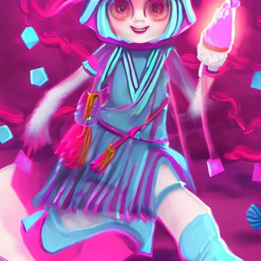 Image similar to knit candypunk sorcerer, high - quality, character design!!!! beautiful lighting, magicpunk, dollpunk, 1 6 k, oled