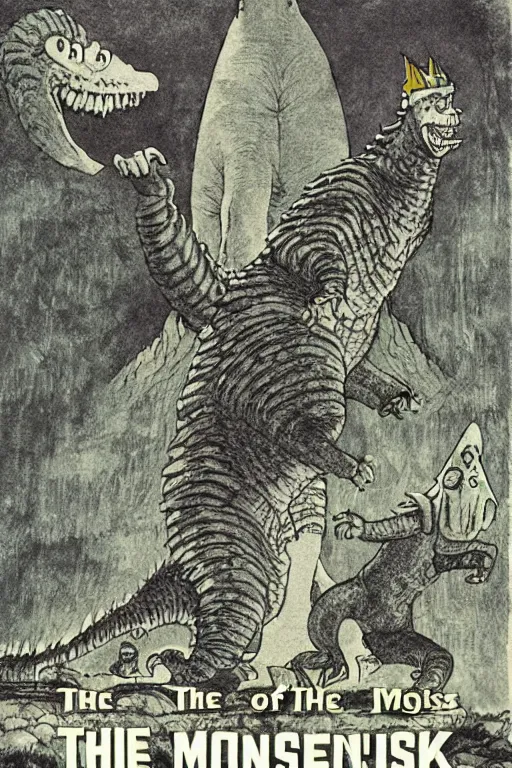 Image similar to the king of the monsters, by maurice sendak