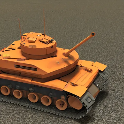 Prompt: orange scorpion tank in sands realistic