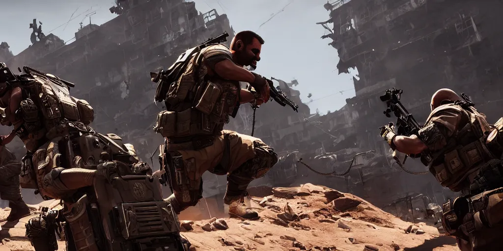 Image similar to spec ops the line, 4K, unreal 4, artstation, next-gen graphics