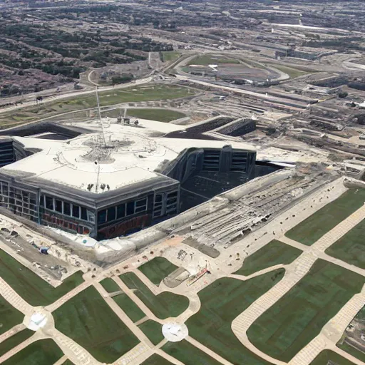 Prompt: a photo of the pentagon taken from a helicopter, ultra realistic,