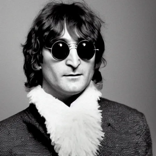 Image similar to john lennon in a lemon costume