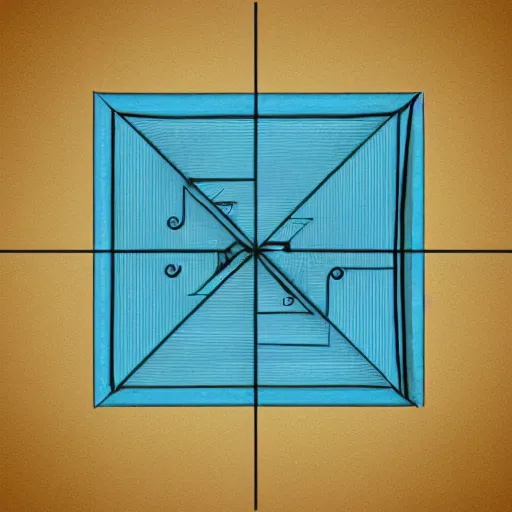 Image similar to impossible object, engineering drawing on blueprint paper