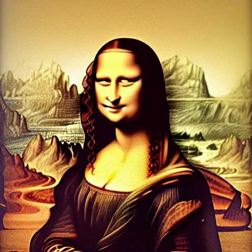 Prompt: cave drawing Mona Lisa