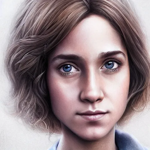 Image similar to hermione granger, professionally retouched, realistic, smooth face, perfect eyes, symmetrical, full body shot, wide angle, sharp focus, 8 k high definition, insanely detailed, intricate, elegant, art by artgerm