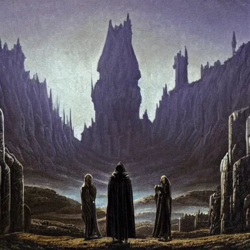 Image similar to minas morgul detailed oil on canvas in the style of Caspar david Friedrich, very detailed, intricate,