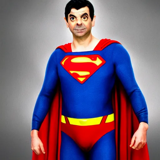 Image similar to Rowan Atkinson as Superman