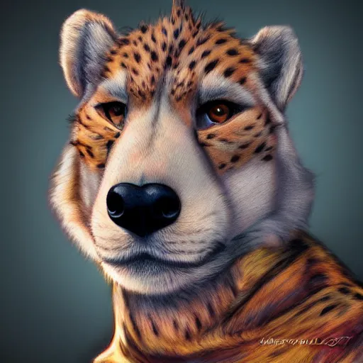 Image similar to anthropomorphic / humanoid canine, digital art, by falvie, palto, darkgem, cheetahpaws