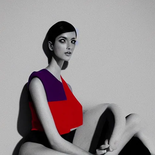 Image similar to geometric colorful smooth shapes rendered as a fashion photo