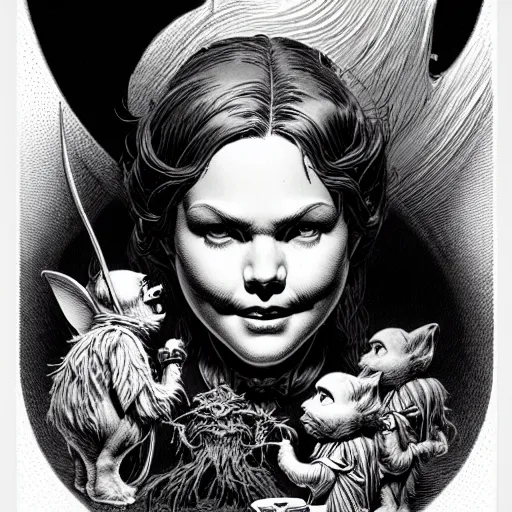 Prompt: medium portrait soft light, by killian eng and joe fenton and martin deschambault and bernie wrightson, inspired by wizard of oz, etching, fine, sharp high detail,