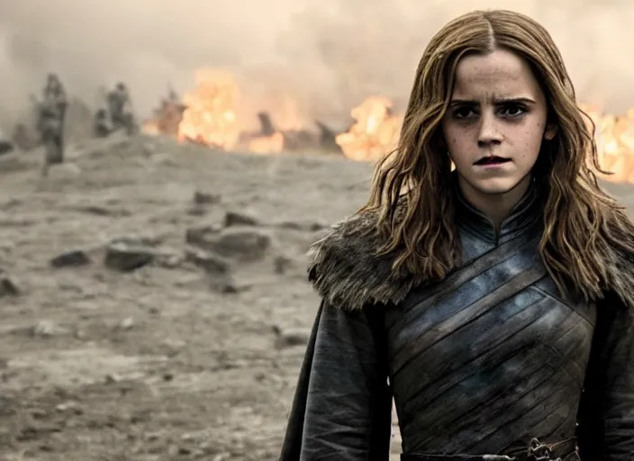 Image similar to emma watson as hermione granger in that infamous game of thrones scene