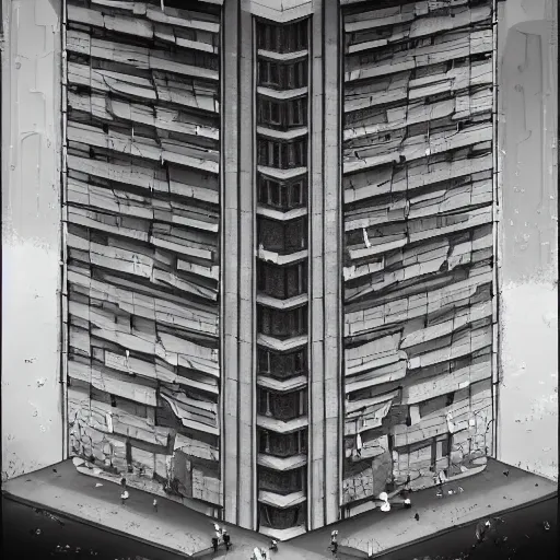 Image similar to brutalist architecture realism, in the style of artgerm