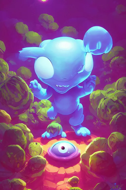 Image similar to smurf ghost creature animal sushi cristal very big eye roots cactus elemental flush of force nature micro world fluo fishscale, behance hd by jesper ejsing, by rhads, makoto shinkai and lois van baarle, ilya kuvshinov, rossdraws radiating a glowing aura global illumination ray tracing hdr