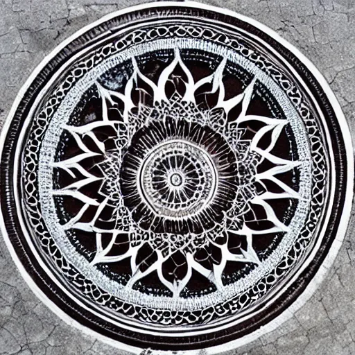 Image similar to mandala carved into landscape, can be seen from outer space