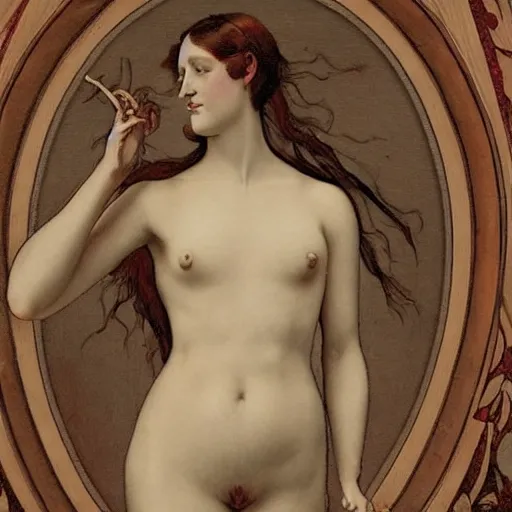 Prompt: An anatomical Venus in Victorian England, art nouveau