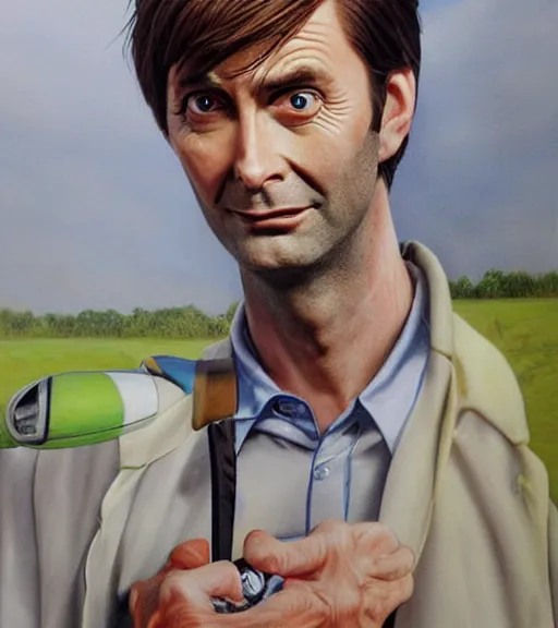 Image similar to david tennant dressed as a golfer, very detailed eyes, hyperrealistic, very detailed painting by Glenn Fabry, by Joao_Ruas