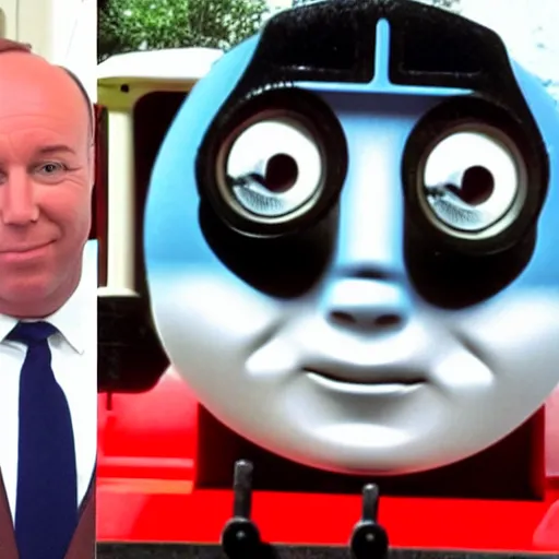 Image similar to Thomas the Tank Engine with Alex Jones face