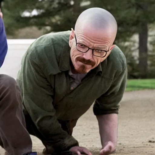 Prompt: walter white playing fetch with sheldon cooper