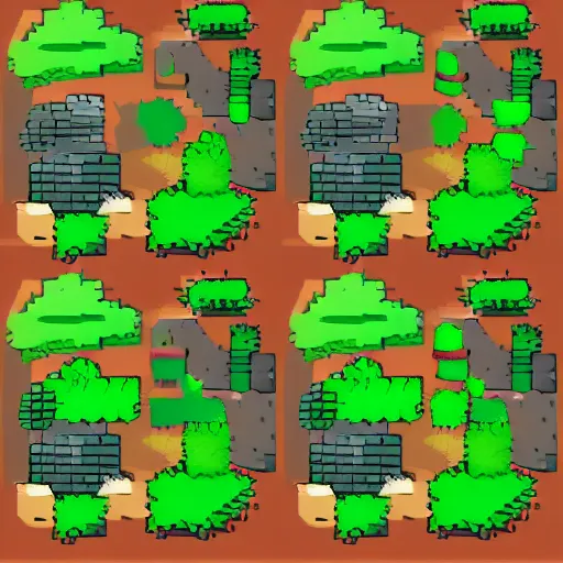 Prompt: sprite sheet for the terrain of a 2 d pixel game