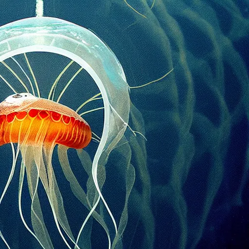 Prompt: a award winning photo of a fish trapped inside a jellyfish, by national geografic, photorealism