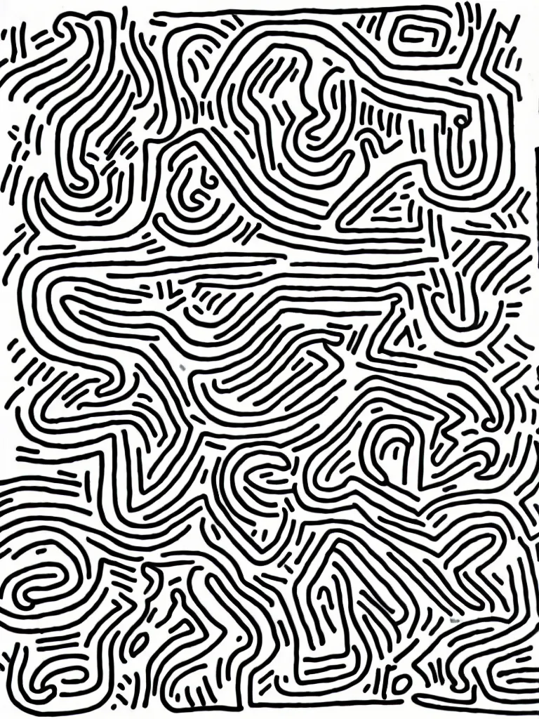 Image similar to continuous line gesture drawing, quick sketch inspired by keith haring, shantell martin, keith haring, elaine leon