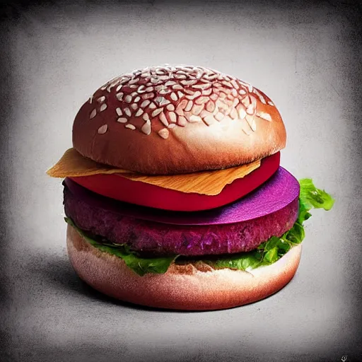 Image similar to a hybrid crystal hamburger crystal, digital art, dramatic product photography