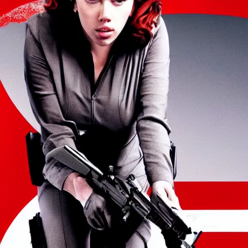 Image similar to scarlet johansson as 007, gritty, movie poster