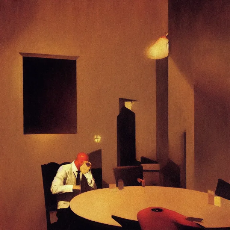 Prompt: i know who I am at the jazz club, Edward Hopper and James Gilleard, Zdzislaw Beksinski, Steven Outram highly detailed