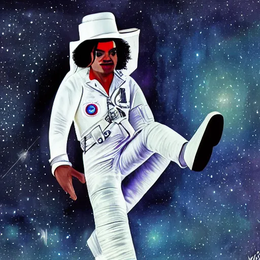 Image similar to michael jackson moonwalking on the moon, detailed digital art