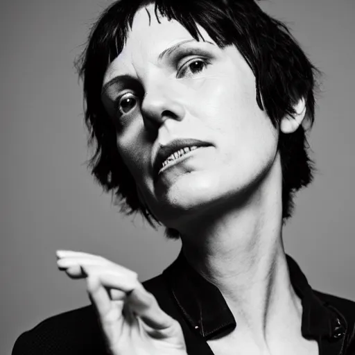 Prompt: laetitia sadier, portrait, by hedi slimane