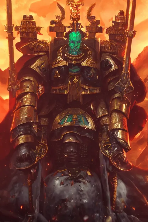 Image similar to queen portrait heros warhammer 4 0 k horus heresy fanart - the primarchs emperor by johannes helgeson animated with vfx concept artist & illustrator global illumination ray tracing hdr fanart arstation zbrush central hardmesh 8 k octane renderer comics stylized