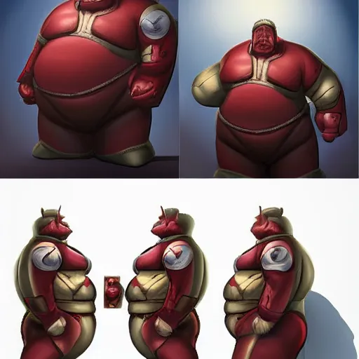 Prompt: morbidly obese ironman by Dan LuVisi