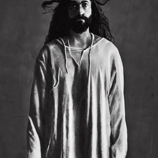 Prompt: jesus in jerry lorenzo streetwear by nicola samori