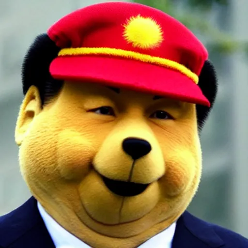 Image similar to xi jinping cosplays as winnie the pooh
