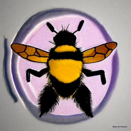 Image similar to a fierce dead bumblebee in the middle of a bloody bullseye, art nouveau