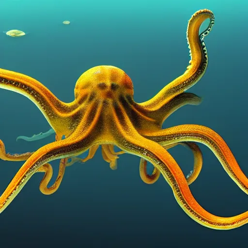 Image similar to an x - ray of an octopus, under water, realistic octane render, high detail