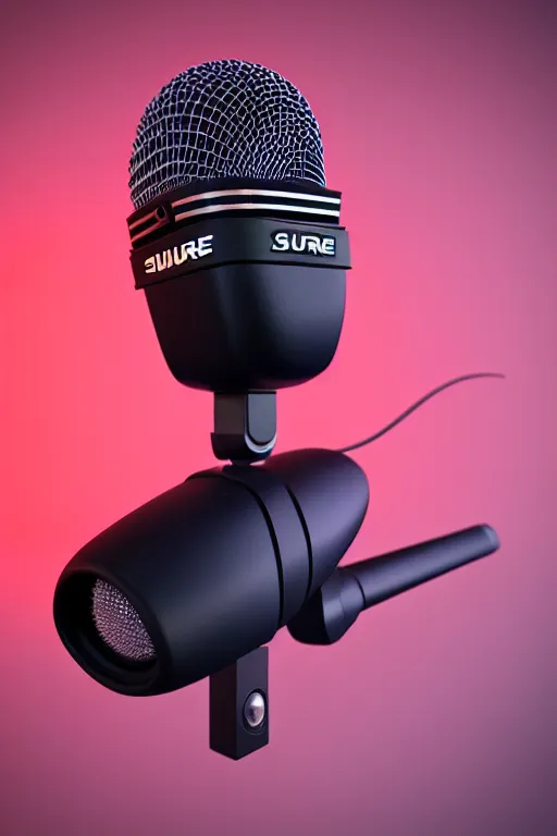Prompt: high quality 3 d render shure 5 5 s microphone hybrid very cute cyborg crow!, cyberpunk highly detailed, unreal engine cinematic smooth, in the style of blade runner & detective pikachu, hannah yata charlie immer, moody light, low angle, uhd 8 k, sharp focus